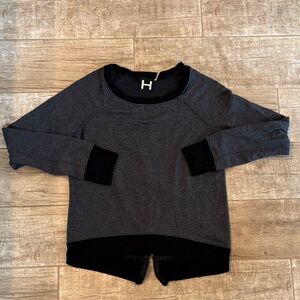 H By Bordeaux Gray and Black Long Sleeve With Zipper Back